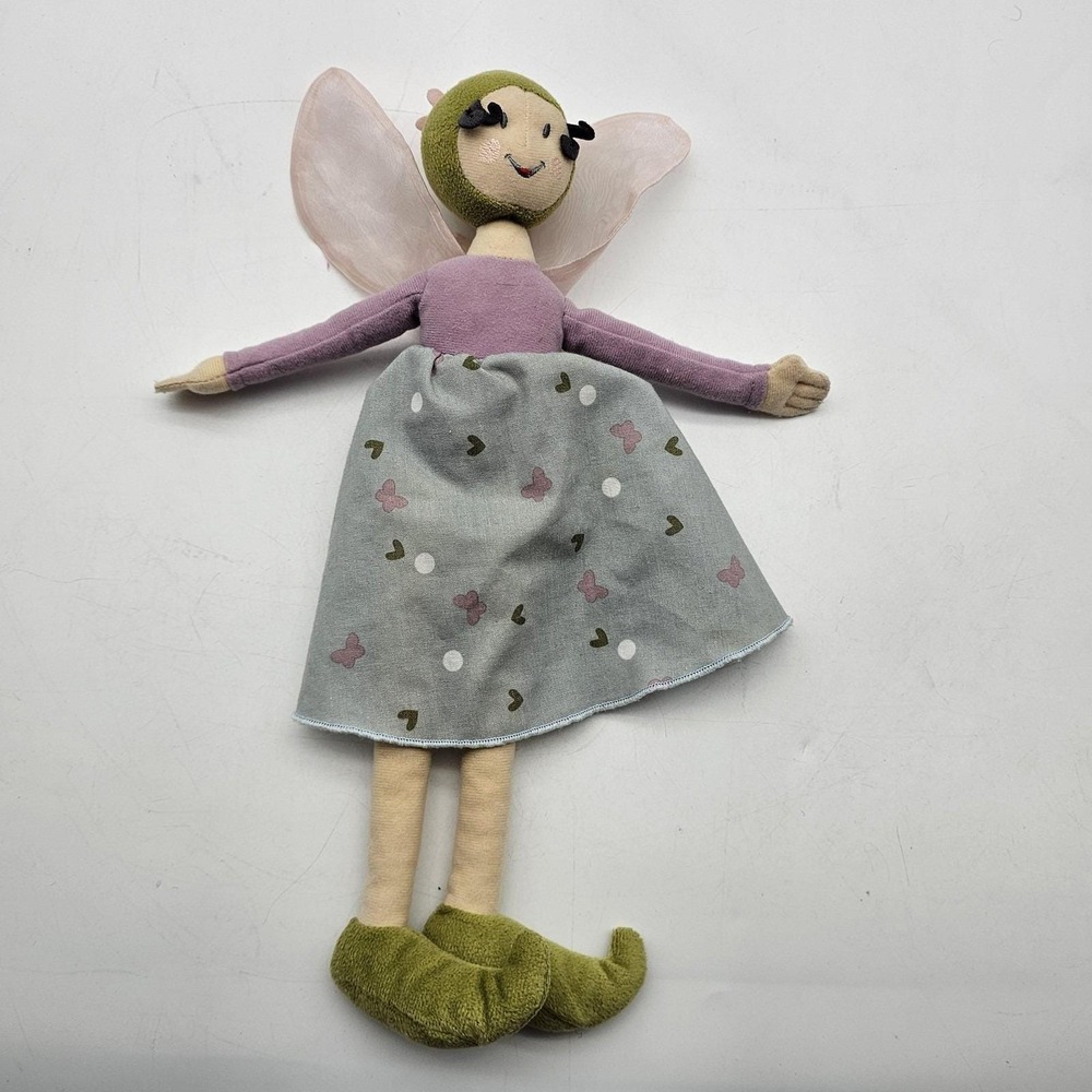 IKEA VERTÄRNA Fairy‎ Doll Plush Stuffed Toy Medium Gray Wings Green Shoes Cute